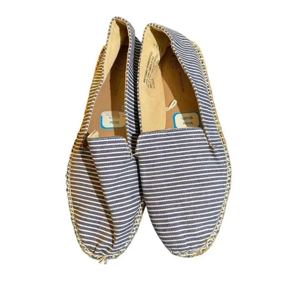 NWOT time and tru women’s blue striped slip on espadrille shoes 11